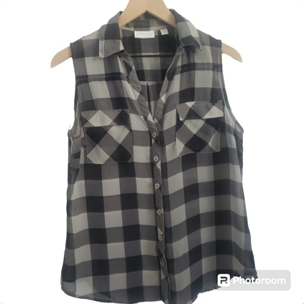 New York & Co Woman's Sleeveless Check Top - Sz M